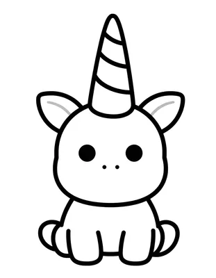 Boyama sayfası: kulağının arkasında çiçek olan, büyük kıvrımlı boynuzlu sevimli unicorn kafası.